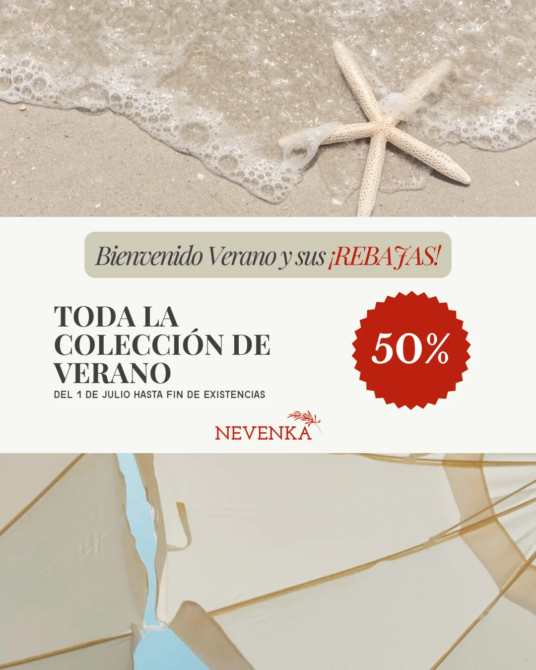 Rebajas Verano 2026 Nevenka Talavera de la Reina, 50% en toda la colección de verano hasta fin de existencias